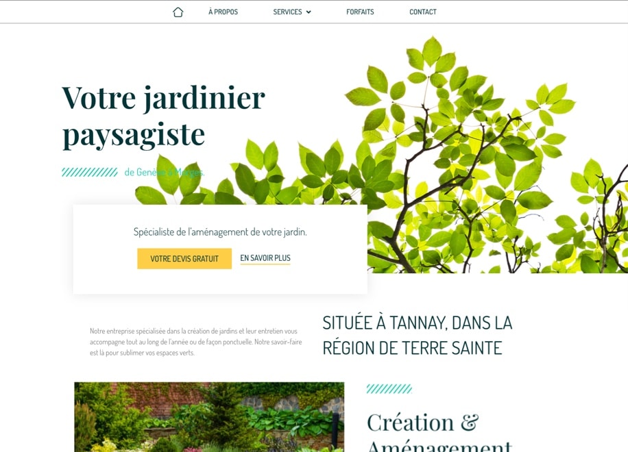 Design site internet vitrine pour artisan paysagiste & jardinier, service de proximité