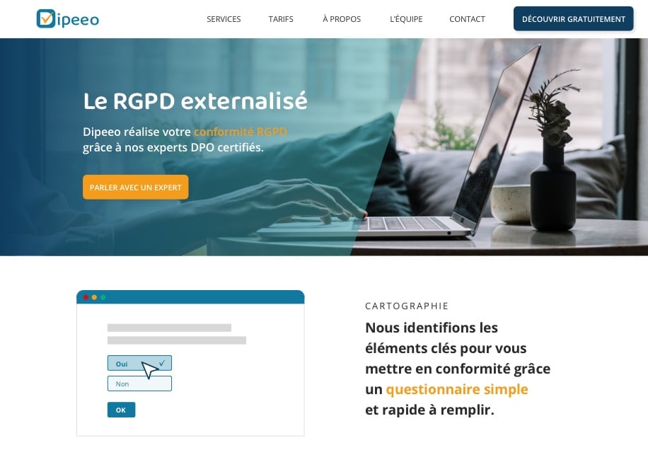 Création de site web start-up de service juridique, spécialisé RGPD