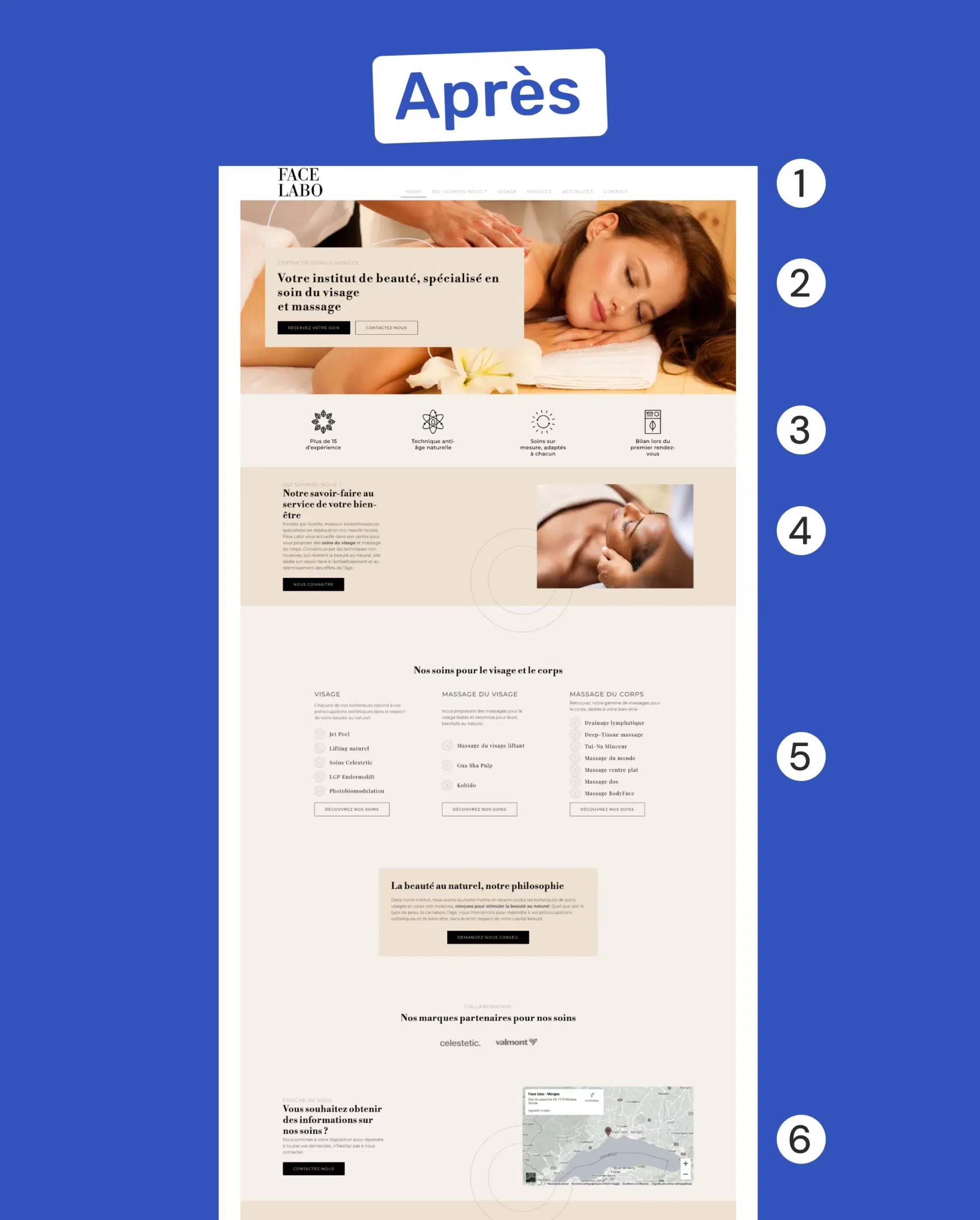 Refonte du site internet institut de beauté Face Labo