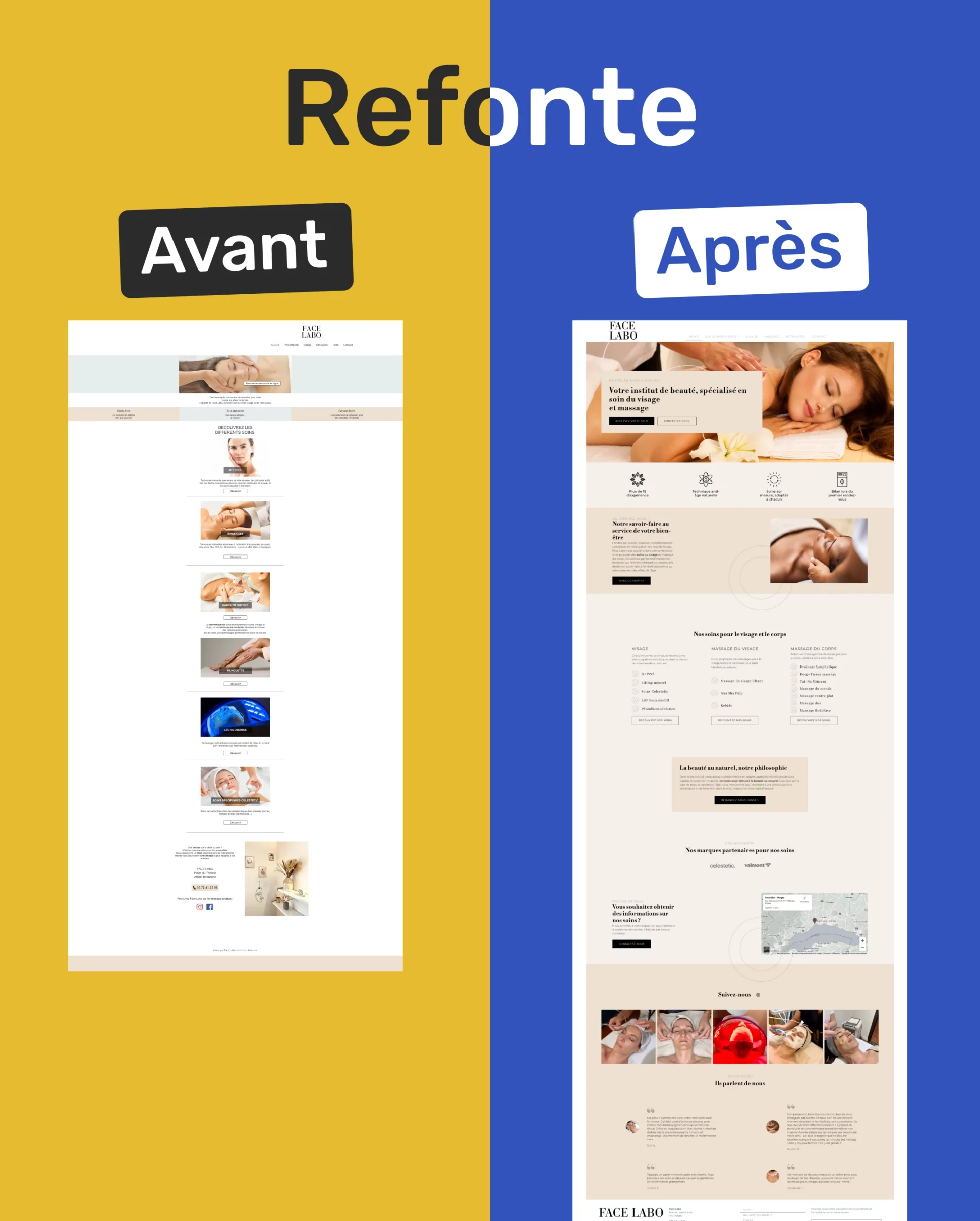 Refonte du site internet institut de beauté Face Labo